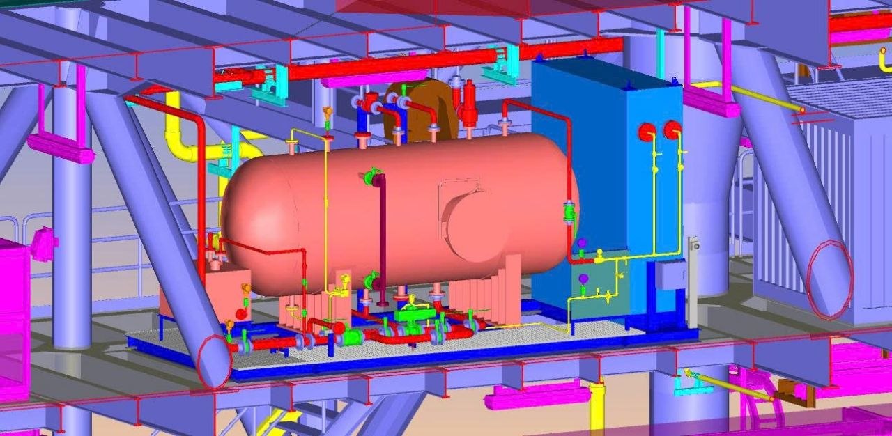 Equipment skid and pipework model from the TQL Tech DIFFS project