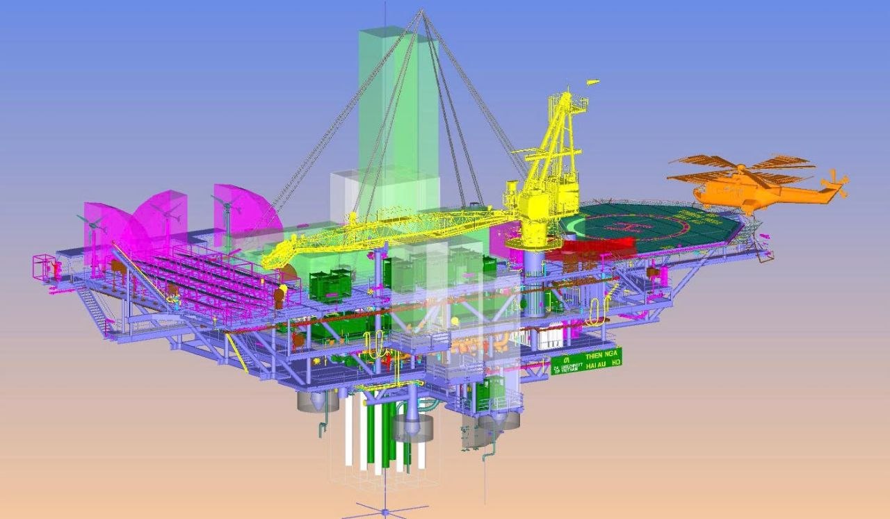 TQL Tech DIFFS project model with the offshore platform and helicopter landing deck